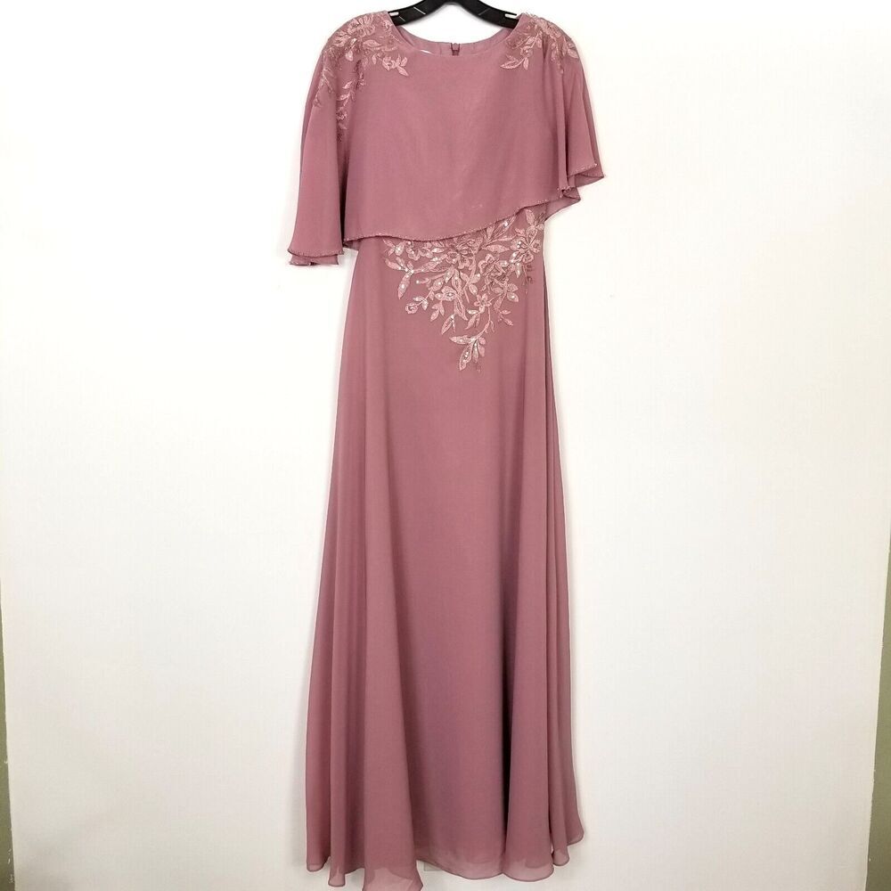 JJ's House Women Evening Formal Bride Dress Sz Sz 2‎ Vintage Mauve Embellished
